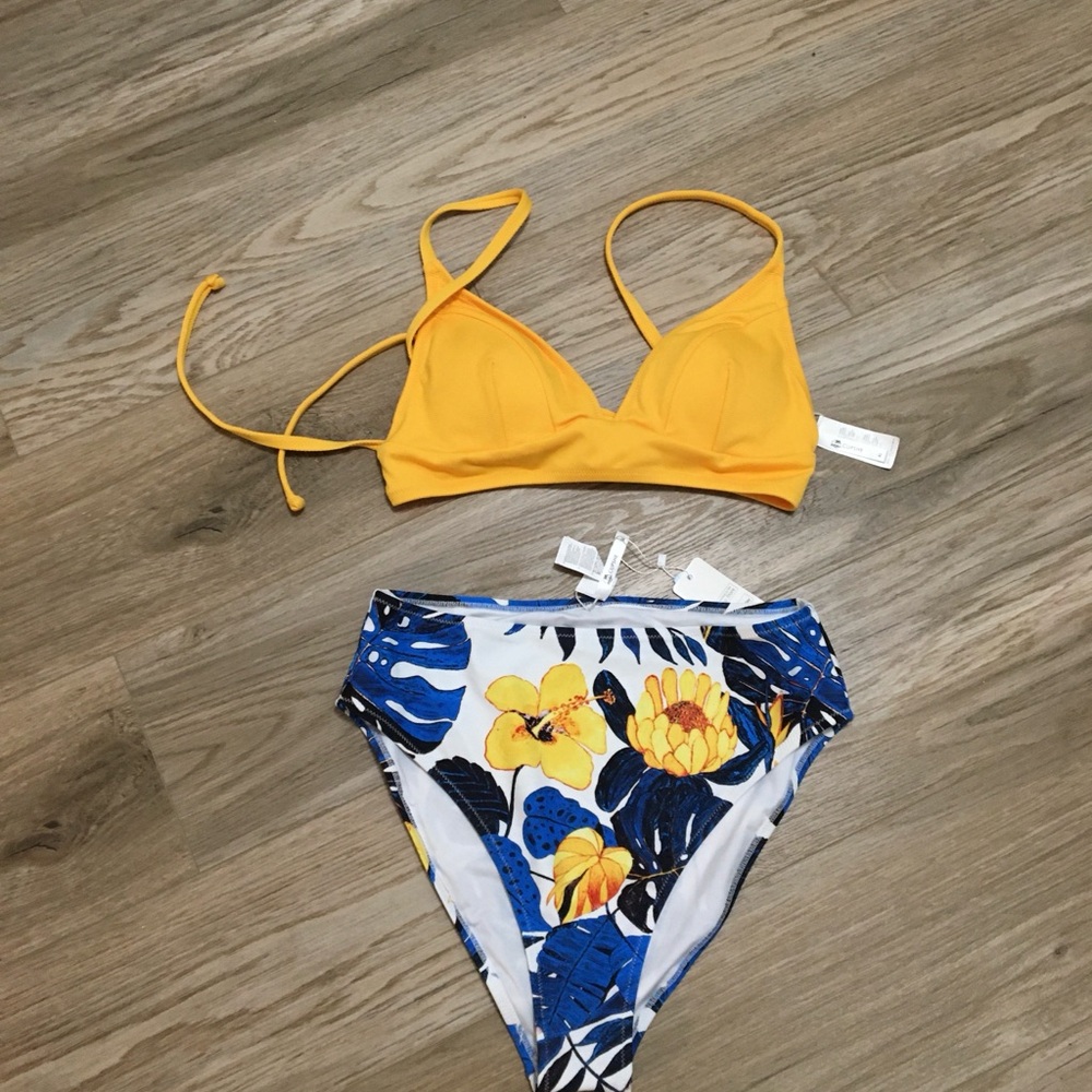 Cupshe Bikini - Yellow Floral - XL - NEW